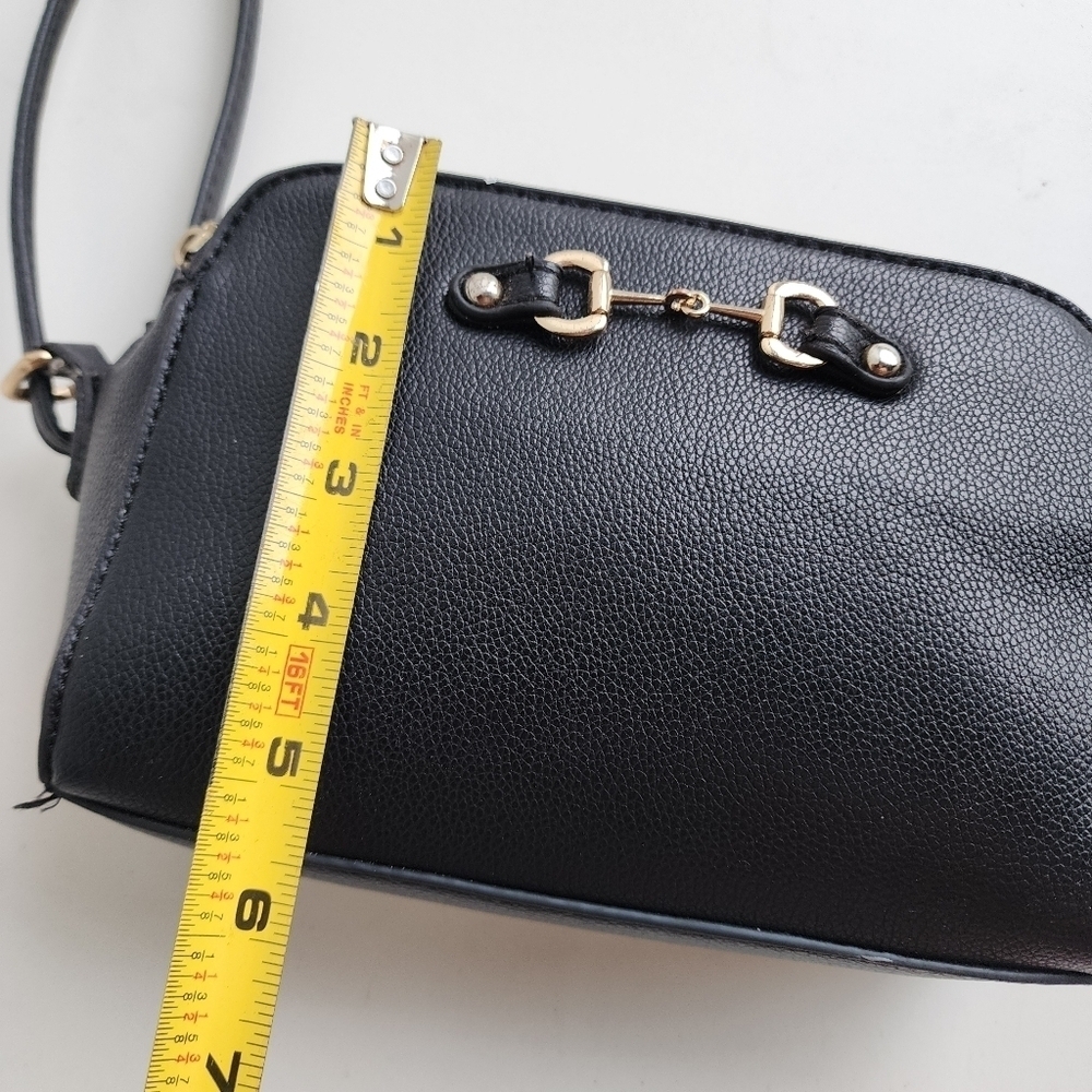 Womens Small Crossbody Bag Faux Leather Shoulder Handbag Lot Zips Gold Details - Picture 7 of 9